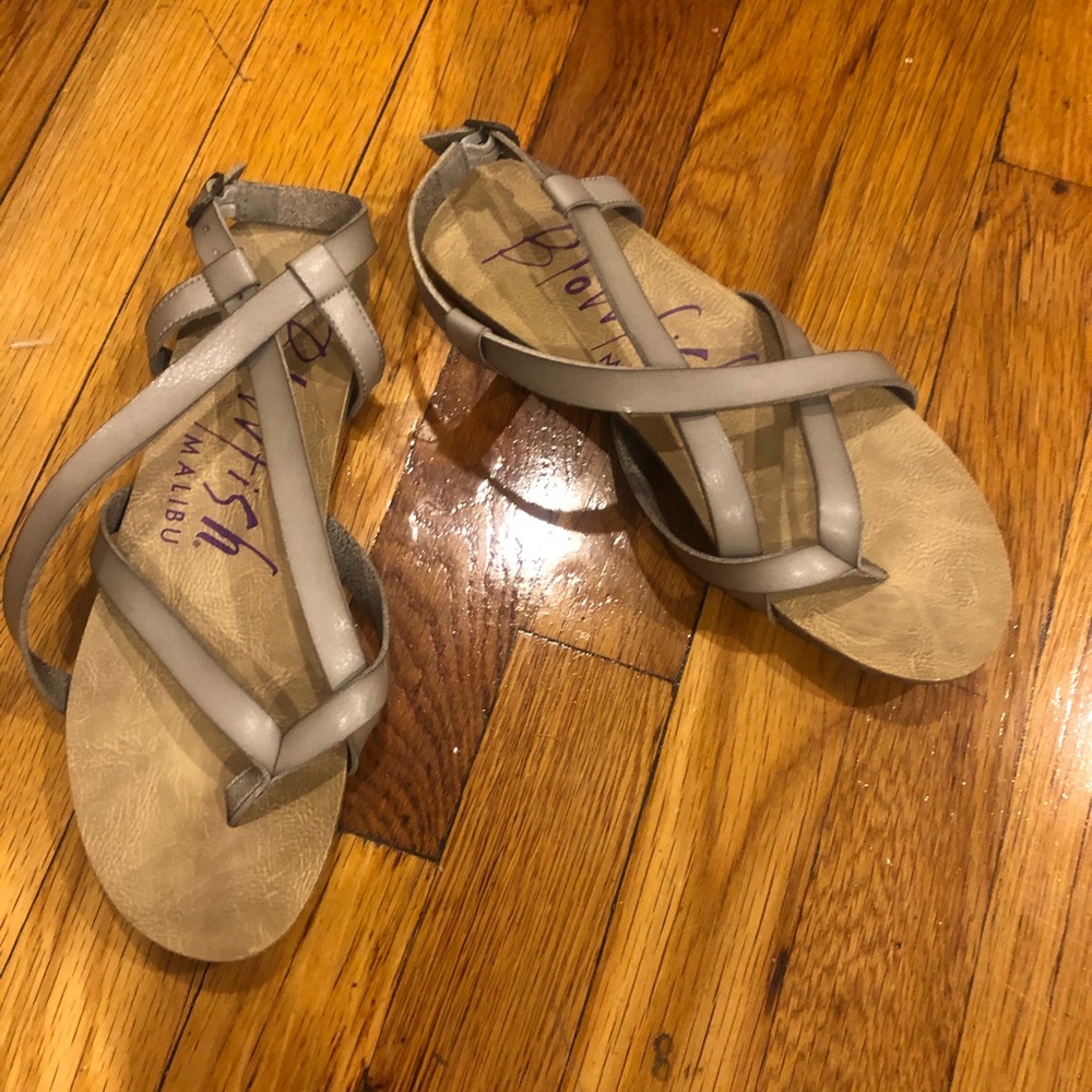Strappy, silver-grey Blowfish Malibu sandals